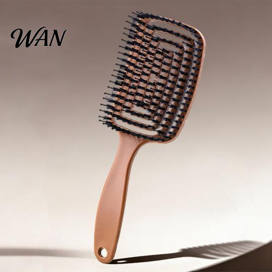 Long Hair Comb Boar Bristles Vented Paddle Brush, Scalp Massage with Smooth Handle, Blow Drying Styling Detangling Brush for Men Women Gentle