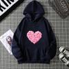 Yurak shaklidagi bosma grafik kaputlar Yoqimli liboslar Moda bo'sh pullover Sweatshirt Kundalik qizlar uchun qalpoqli toplar
