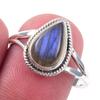 Natural Labradorite Gemstone Handmade 925 Solid Sterling Silver Ring Size 9 Q7w74