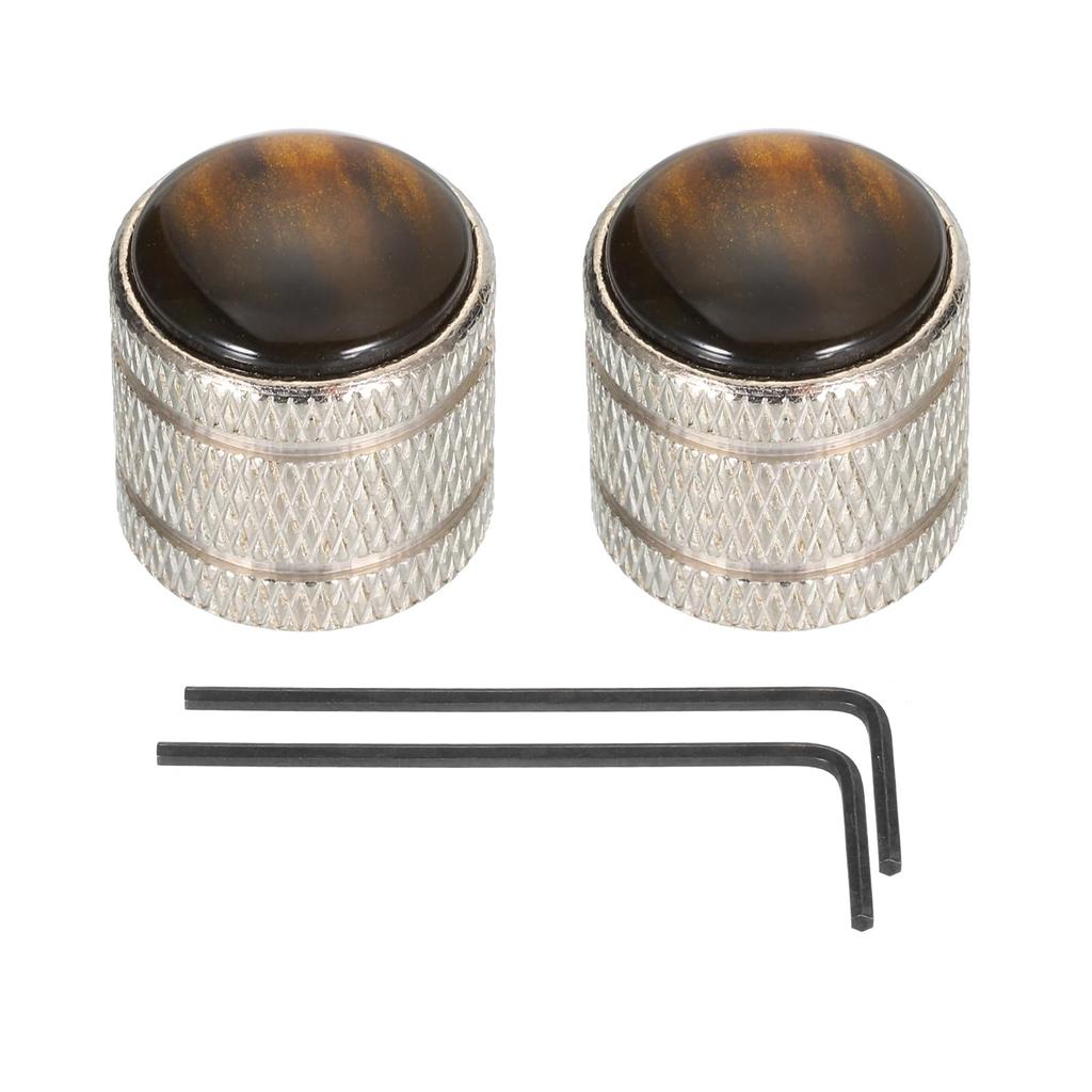 uxcell Dome Abalone Silver Volume Tone Electric Includes Internal Hex Wrench 2-Pack Knobs, 6mm, Top, Metal, & Control, Guitar,