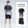 Мужской быстросохнущий спортивный комплект Ice Silk: Дышащий, Свободный, Короткорукавный Костюм для Бега/Фитнеса на Лето.