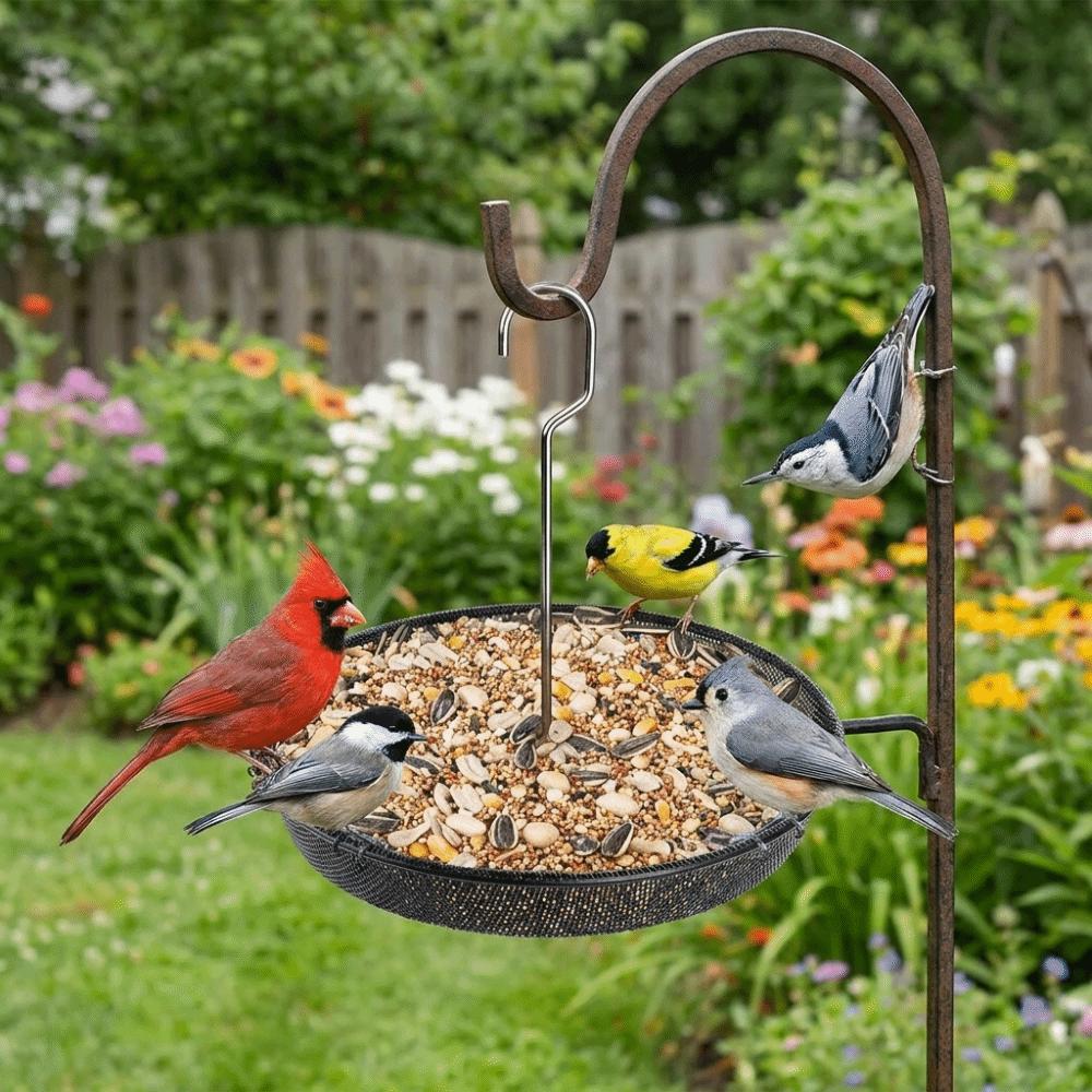 Large Capacity Hanging Bird Feeder Rustproof Bird Food Tray Creative Wild Bird Feeder Courtyard