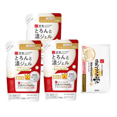 Nameraka Honpo Густой гель Enrich Бонус 100г x 3 Изофлавоны соевого молока Высокоувлажняющий тип (Пополнение) Набор из 3 штук + Всё-в-одном