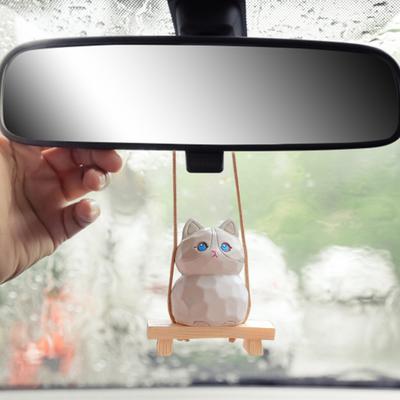 Подвесное украшение для автомобиля в виде кошки, мультяшный кот, зеркало заднего вида, воздушный шарм, милый кот, украшение для интерьера для любителей кошек
