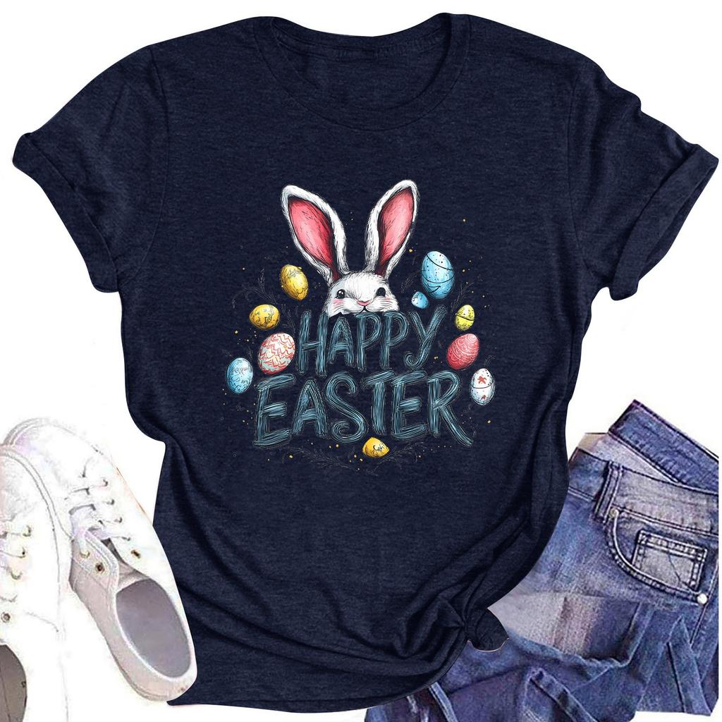 Women's Top Round Neck Casual Printed Short-sleeved T-shirt Top