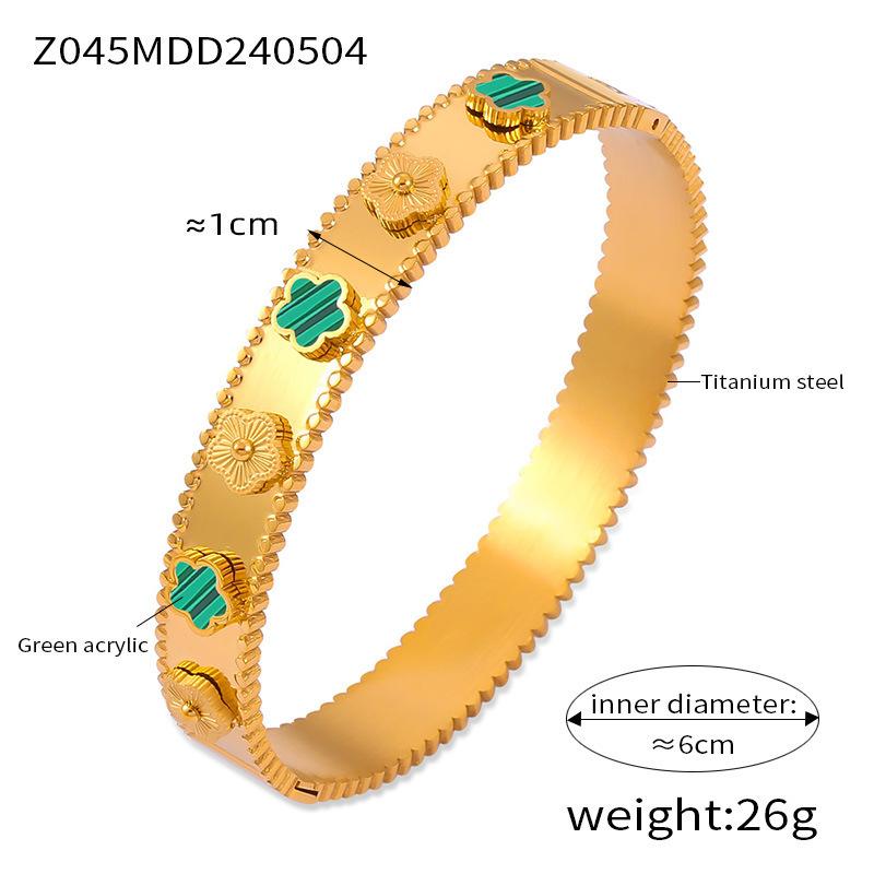 New Fashion Flower Titanium Steel Plated 18k Gold Bracelet Five Leaf Flower Lucky Grass Bracelet Jewelry