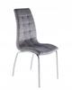 Gray velvet chair with chrome legs for Furnitex table