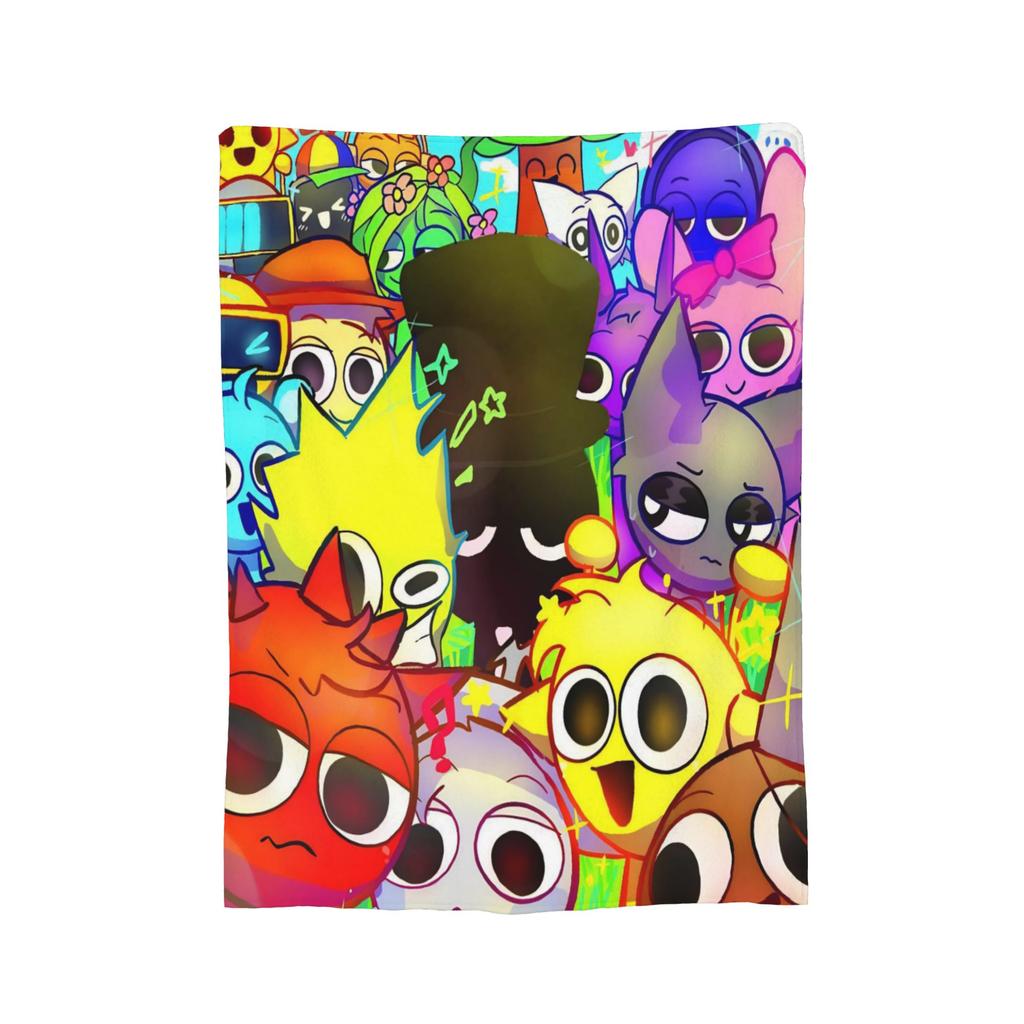 Sprunki Beats Horror Music Box Flannel Throw Blankets Blankets for Bed Office Lightweight Quilt,