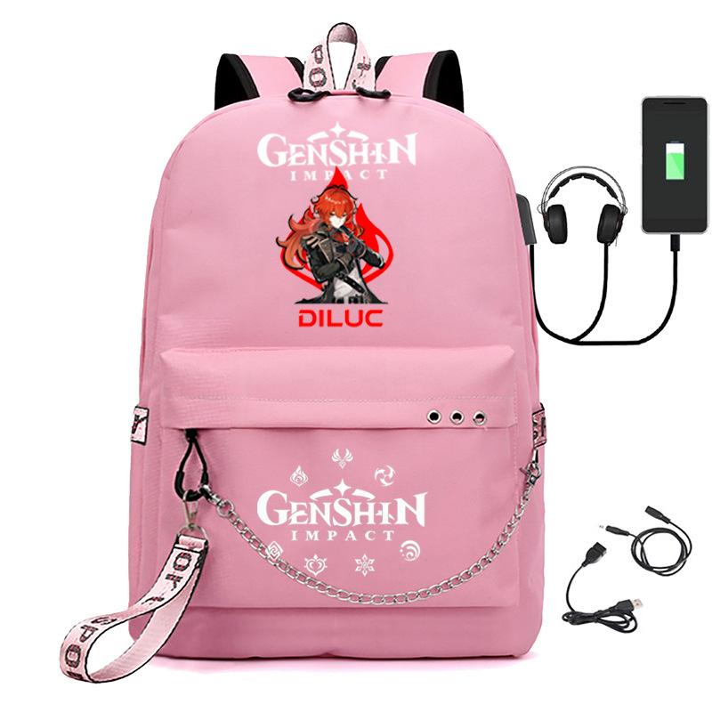 Харадзюку Молодежные Школьные Сумки Унисекс Genshin Impact Дорожные Сумки С USB-зарядкой Оксфордские Водонепроницаемые Рюкзаки на Плечо для Ноутбука