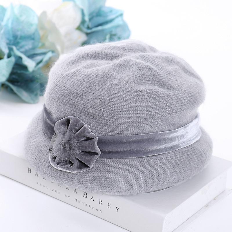 Теплая вязаная шапка из кроличьей шерсти для пожилых людей среднего возраста на осень-зиму, для бабушки, свекрови, тети, шапка с бархатной пряжей для мамы