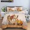3D Desert Camel Пододеяльник King Queen Size Коричневый Комплект постельного белья с изображением животных для детей, подростков и взрослых Милая дикая природа Мягкий полиэстеровый пододеяльник