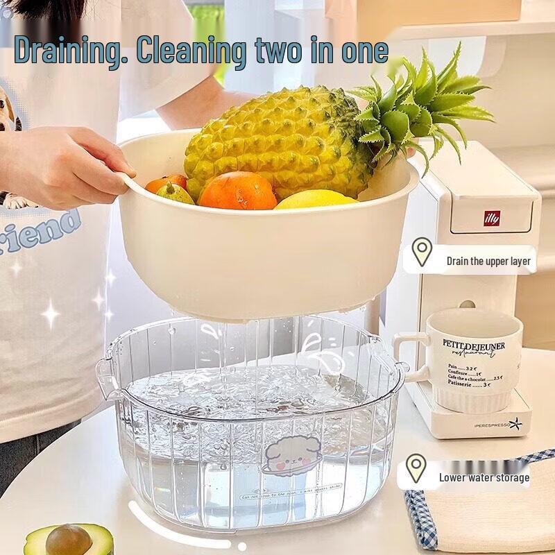 Qiwei Dual-Layer Vegetable & Fruit Draining Basket