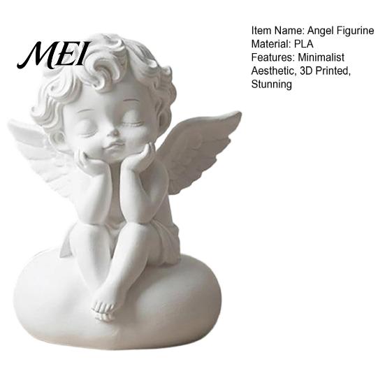 Decorative Figurine Gift 3D Printed Little Angel Statue, Small Cherub Figurine, Cute Holding Pla Material Craft Face Guardian Desktop Ornament