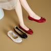 Patent Leather Round Head Flat Bottom Doudou Shoes Women's Autumn New Light Mouth Red Foot Cover Casual Small Single Shoes Women
