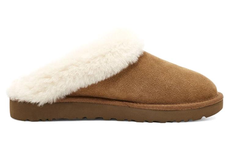 UGG С подкладкой из флиса, Удобные легкие мюли, Резиновая подошва, Устойчивые к запахам, Антибактериальные, Закрытый носок, Тапочки женские 1115134-CHE