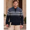 Men S Fleece Cardigan Sweater Nordic Jacquard Loose Fit Long Sleeve Zip Up