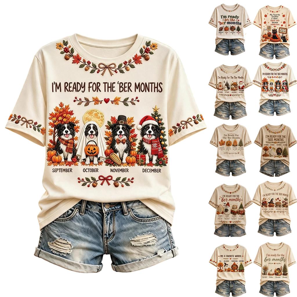 Women's Casual Theme Short Sleeve Round Neck T-Shirt Top