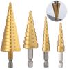 3pcs 3-12mm4-12mm 4-20mm 4-32mm Straight Groove Step Drill Bit Set Titanium Coated Wood Metal Hole Cutter Core Drill Bit Set