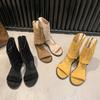 Fashion Hot Selling Women Sandals Hollow Breathable Boots 2025 Summer Inner Heightened Roman Shoes Versatile Short Leg Pants Tube Boots