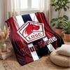LOSC Lille Custom Name Text Flannel Blanket Soccer Logo Personalized Fleece Throw Blanket Special Gift For Sofa Bedroom Home