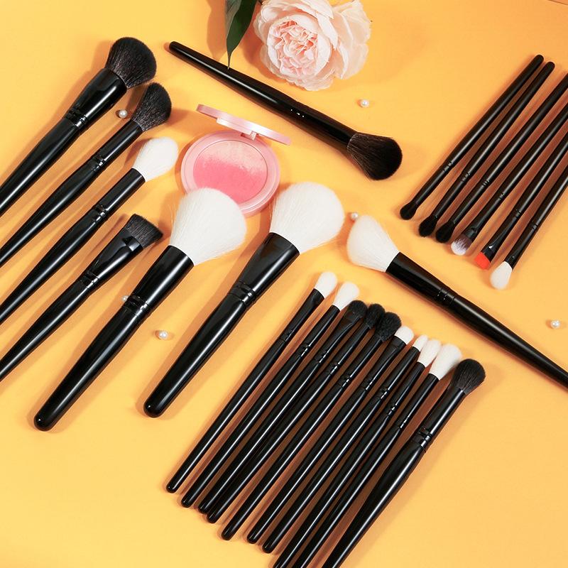Кисть для тональной основы, рассыпчатая кисть для пудры, кисть для теней для век, 24 шт., профессиональная высококачественная черная мягкая кисть для макияжа, инструмент для макияжа, набор кистей для макияжа