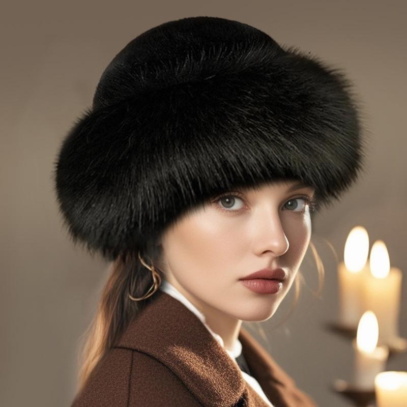 Thicken Plush Fur Hat for Women Fluffy Beanie Winter Warm Thick Hat Mongolian Caps for Cold Weather Snow Caps Elegant Women's