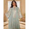 Muslim Women's Light Blue Islamic Embroidered Abaya Detailing Ideal Formal Events Middle East Saudi
