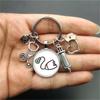1Pc Nurse Medical Syringe Keychain Glass Key Ring Pendant Stethoscope Pattern Keychain Gift