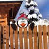 Christmas Fence Ornaments Wooden Peeking Santa Yard Decor Weatherproof Indoor Outdoor Decoration for Lawn Garden Fence