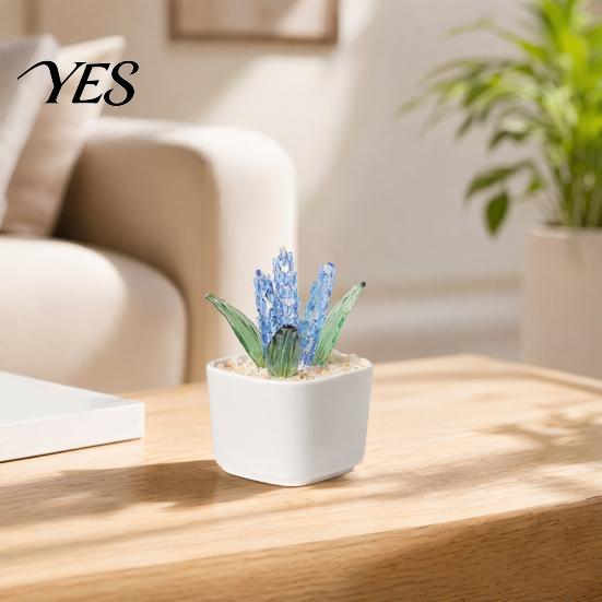 No Sunlight Needed Plant Artificial Potted Plant, Handmade Colored Glaze Lavender with Office Desk Decoration Flowerpot, Maintenance-Free Decorative