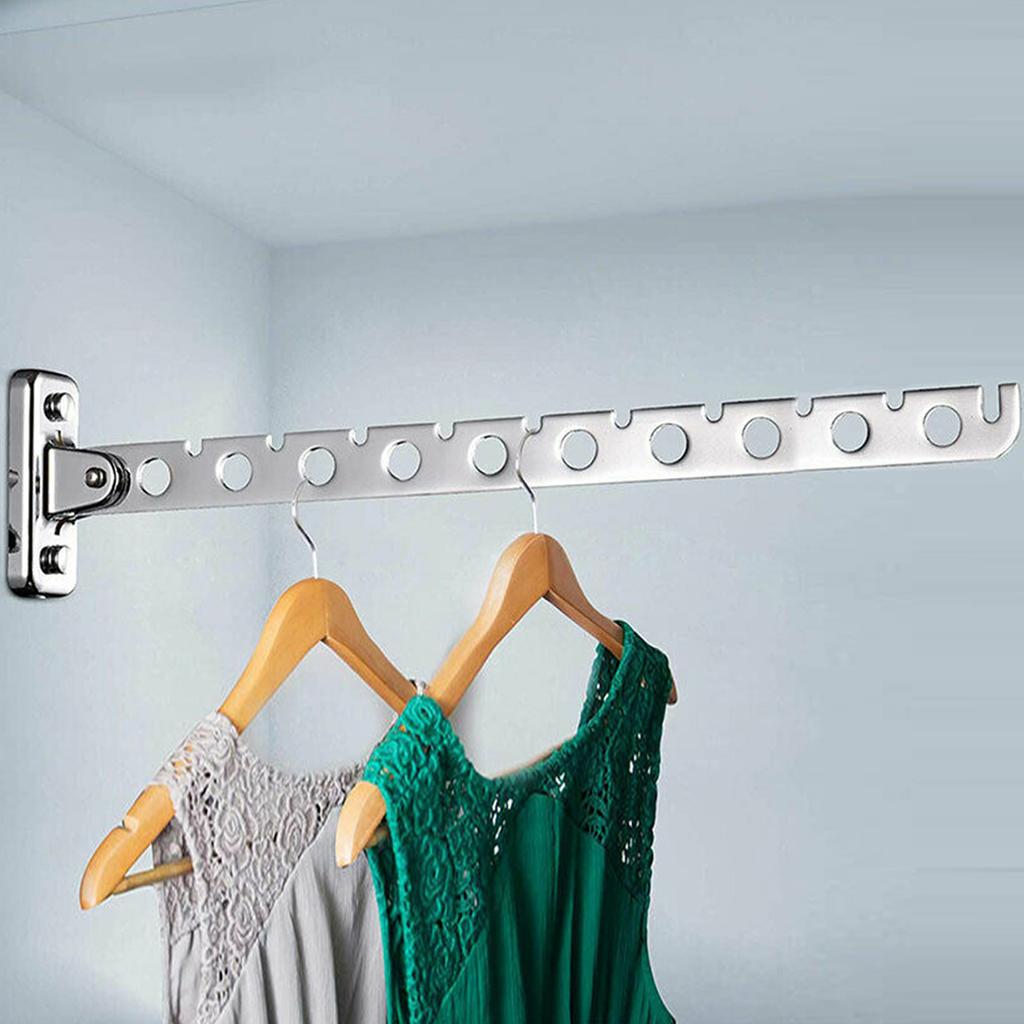 8/10 Holes Stainless Steel Clothes Hooks Wall Mounted Drying Rack Home Folding Clothes Organizer Space Saver for Closet Storages