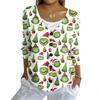 Women's Fashion Casual Knit Sweater Button-Up Christmas Print Cardigan Jacket