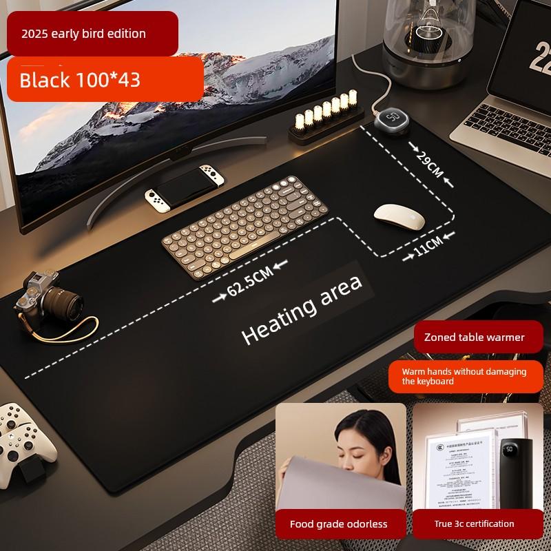 Zoned Heating Desk Pad for Women's Office Workstations, Large Electric Heating Pad with Right Switch for Winter, Suitable for Keyboard and Mouse