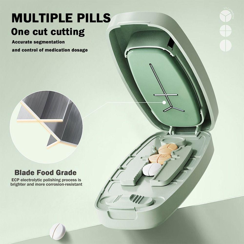 Drug Tablet Pill Divider Storage Box Dustproof Crusher Divider  for Small or Large Pills