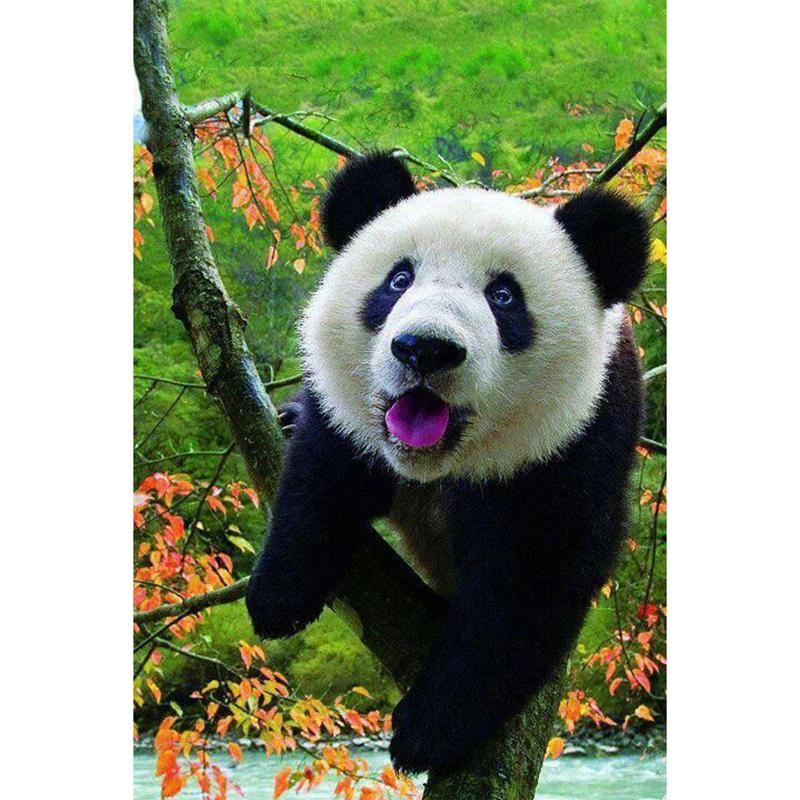 DIY 5D Алмазная вышивка Панда Алмазная картина Вышивка крестом Полный круглый дрель Горный хрусталь Подарок Настенное искусство Домашний декор