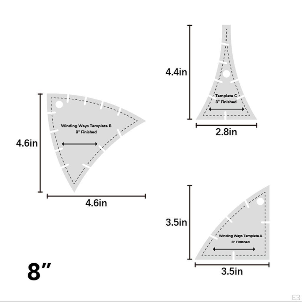 Набор из 3 шаблонов для квилтинга с кривыми, шаблоны акриловых линеек для квилтинга, шаблон для креативной резки, для