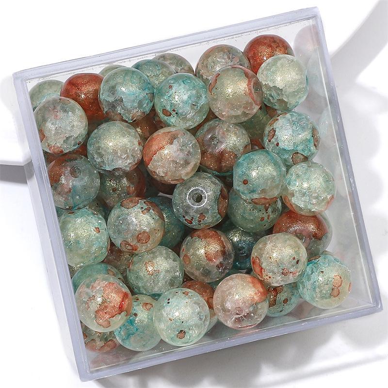 10 мм стеклянные бусины-попки Halo Inside Broken Round Бусины из глазури Ретро-бисер ручной работы Diy Ice Crack Jewelry Бусины-попки для изготовления ювелирных изделий