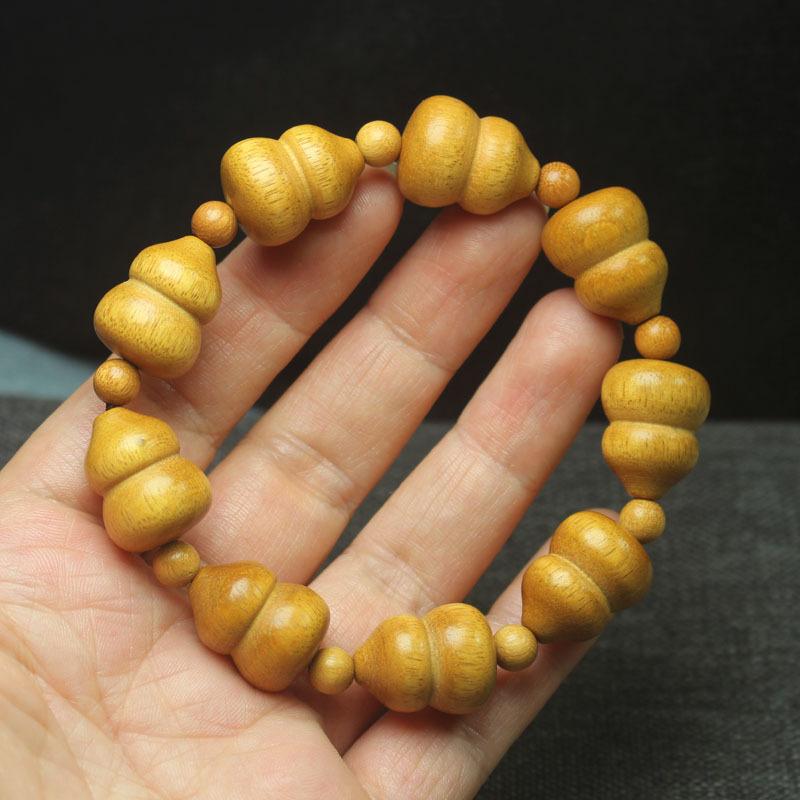 Green Sandalwood Multi-gourd Bracelet, Fortune Gourd Prayer Beads