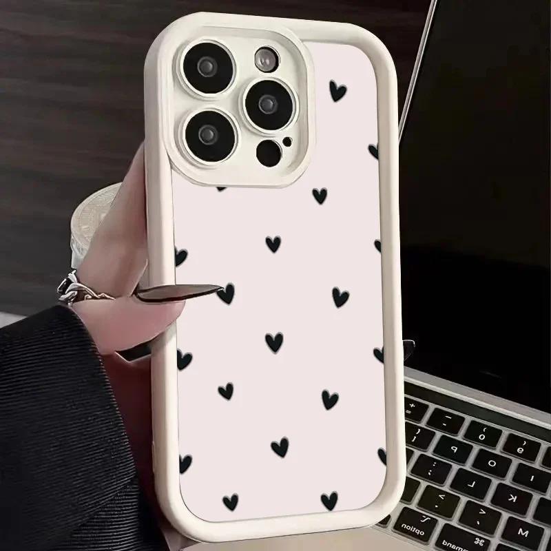 Чехол для телефона iPhone 16 15 13 14 12 11 Pro Max 7 8 15 16 Plus XR X XS Max SE2022 С принтом 'Любовное сердце' Матовый Мягкий Ударопрочный Чехол