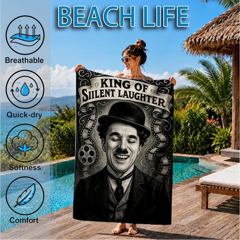 Silent Laughter Charlie Beach Towel, Microfiber Beach Towel, Perfect For Pool, Beach, Travel, Home Decor Beach Party Fan gifts