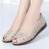 Fashion Peep Toe Summer Women Sandals 2024 Breathable Hollow Out Wedge Leather Moccasins Soft Ladies Shoes