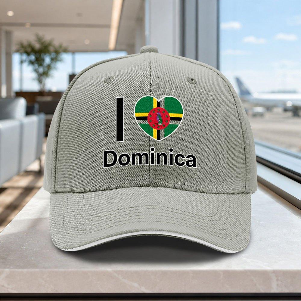 Adjustable Dominica Heart Flag Baseball Cap Lightweight Unisex Printed Hat for Outdoor Weddings Parties