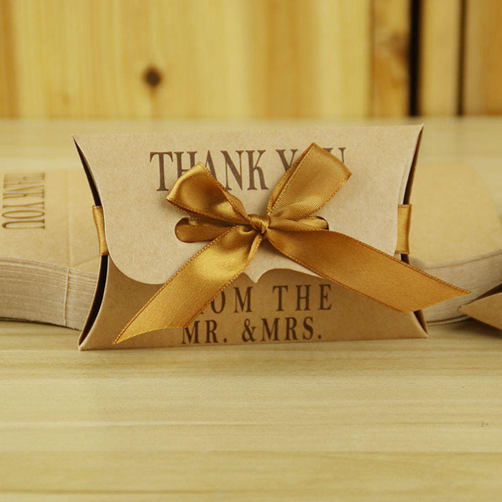 50 PCS Party Supplies Hot Classic Kraft Paper Pillow Shape Candy Box Gift