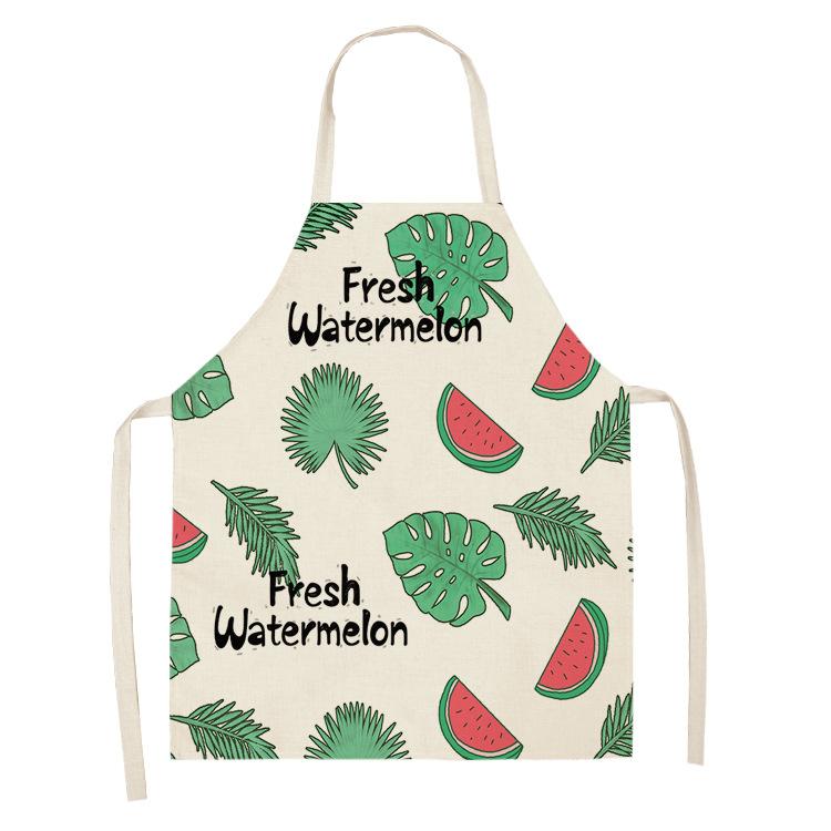 Tropical Plants Kitchen Aprons For Women Home Flower Baking Baking Cafe Cotton Linen Cleaning Aprons 38x47cm