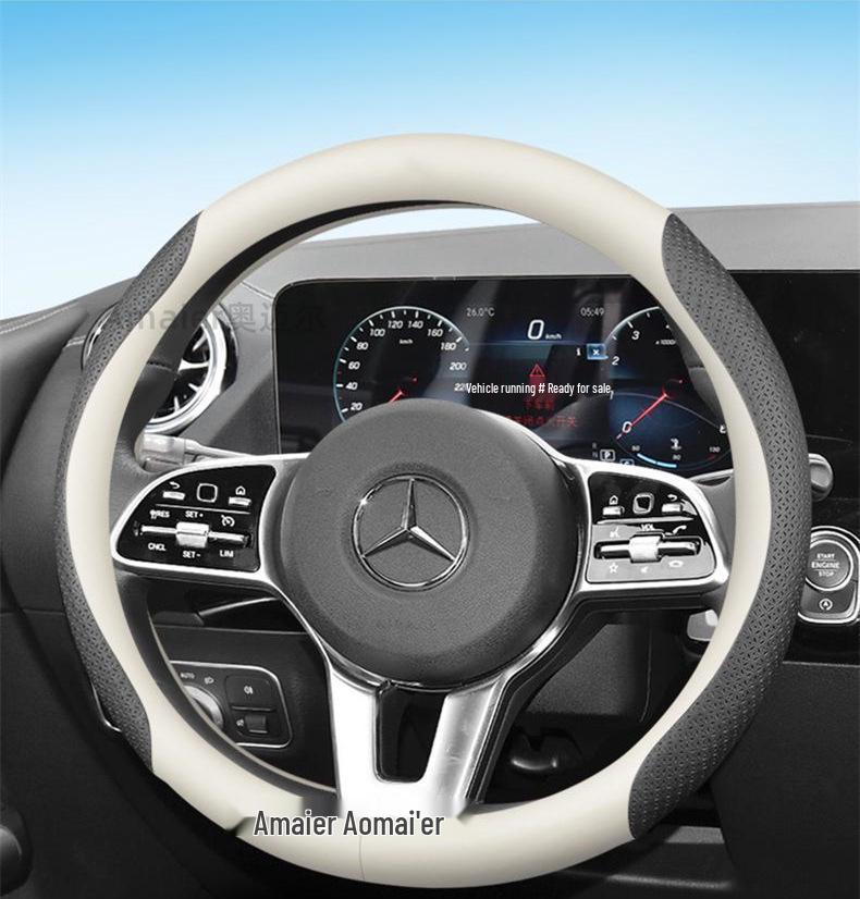 Mercedes Steering Wheel Cover: C-Class C260L, E300L, A200L, GLB180 - Four Seasons Genuine Leather.