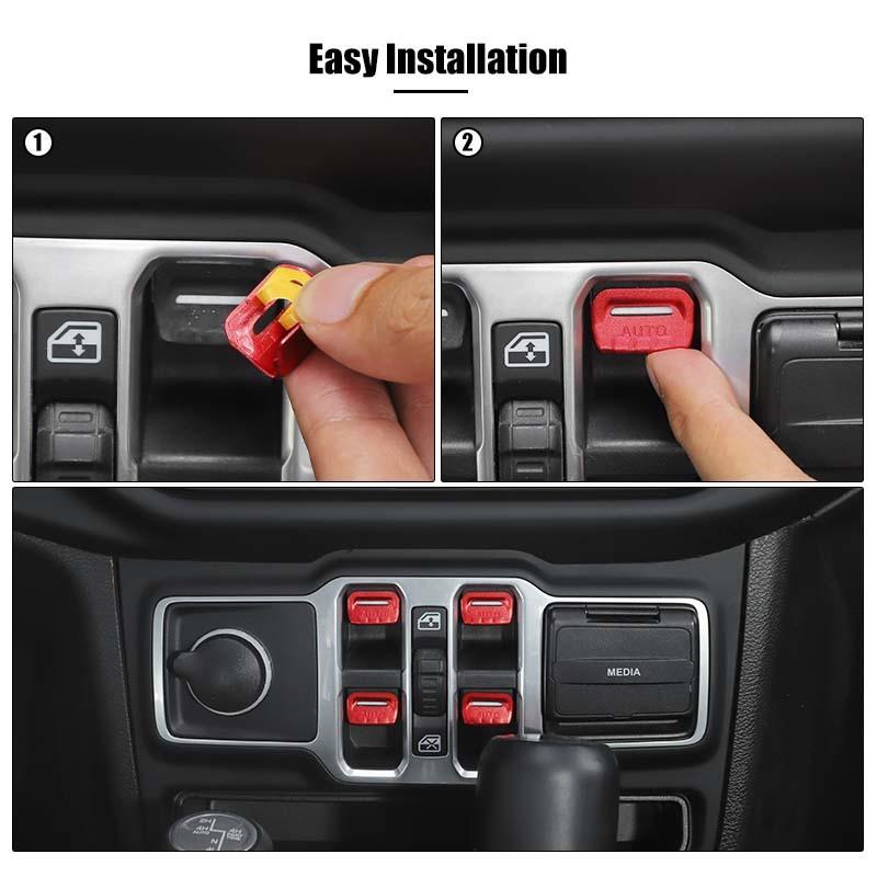 Aluminium Alloy Car Window Button Trim Decorative Stickers For Jeep Wrangler JL For JT Gladiator 2018 Up Interior Accessories