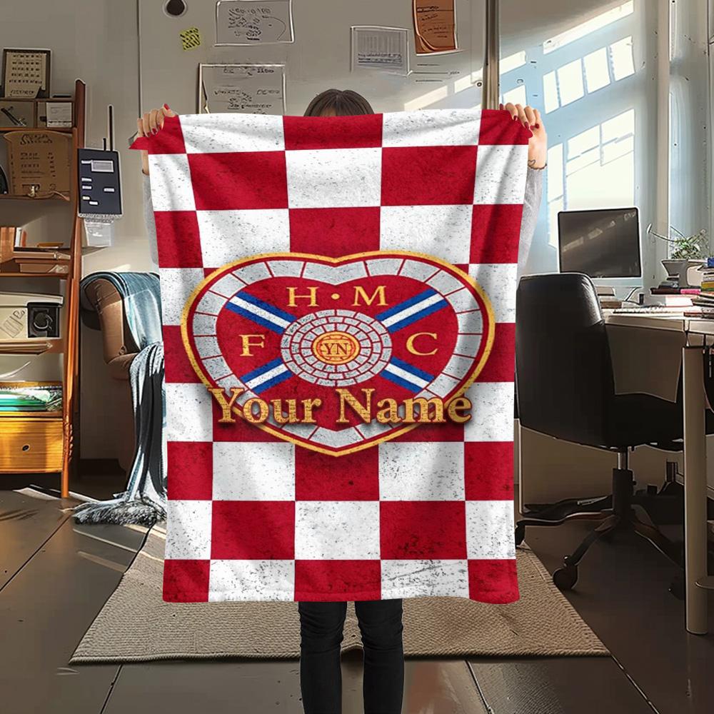 1PC Heart Football Custom Name Patterned Flannel Blanket Suitable For All Seasons For Home Decor Warmth And Comfort Gifts Holiday Present