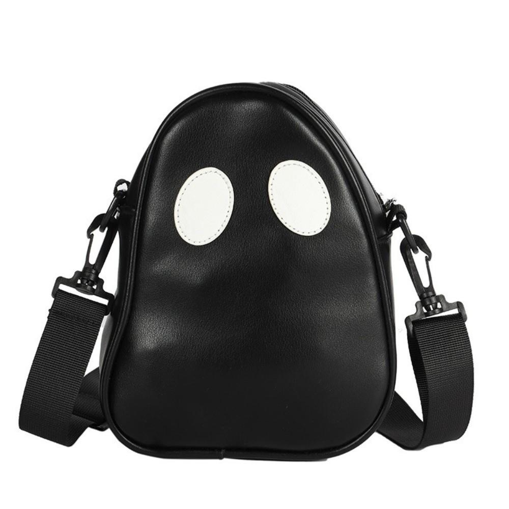 PU Leather Ghost Crossbody Bag Black And White Halloween Mini Bag Cute Shoulder Bag Daily Use