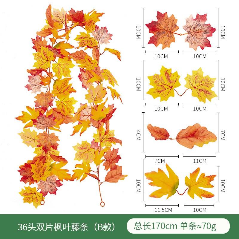 Artificial Maple Leaf Vine Fall Decor Black Leaves Harvest Season Home Decoration Silk Floral Garland