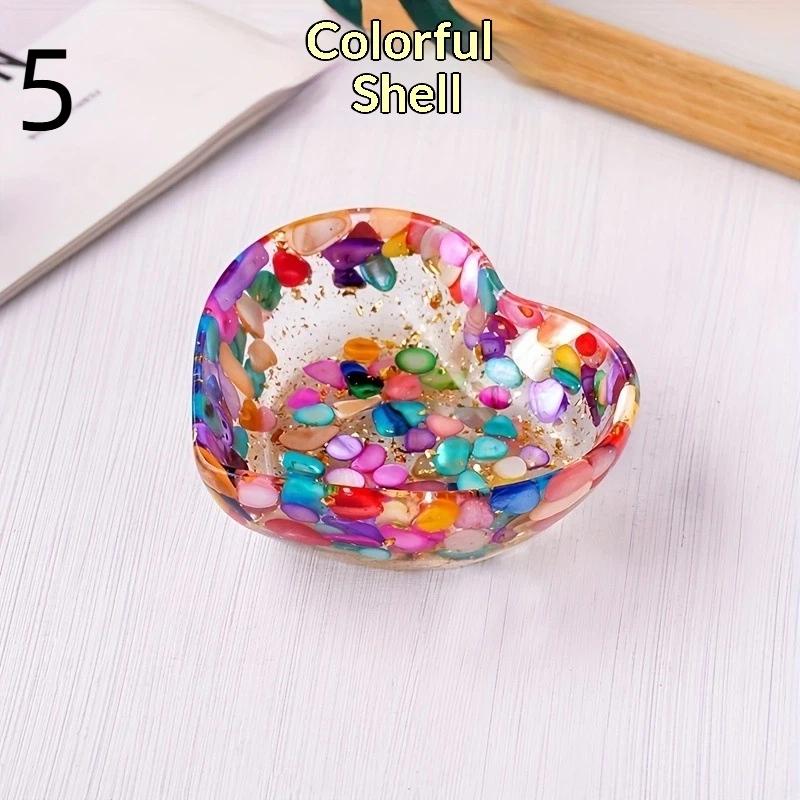 Сердце из смолы, шкатулка-блюдце - Ручная работа, поднос для украшений из эпоксидной смолы, Декоративная емкость для хранения колец/серьг